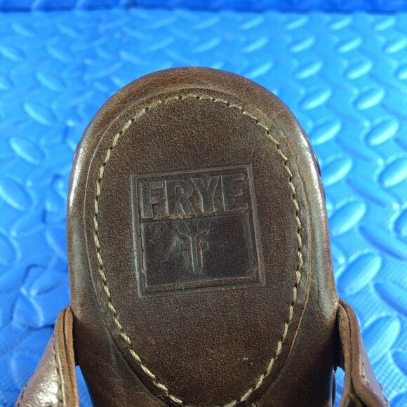 FRYE Women's Shoes Brown Leather Studded Platform High Heel Sandals Size 8 - Picture 12 of 14